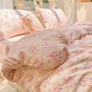 Axyaa Cloud Super Soft Kapok Mattress in Cream Wind Wrinkled Double-Layer Yarn - 4-Piece Set