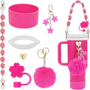 Axyaa 7/8pcs Cup Set: Handle Strap, Boot, Straw Cover, Charms for 40oz 30oz Tumbler
