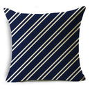 Axyaa Blue Texture Print Linen Cushion Case for Living Room Sofa - 40cm/45cm/50cm