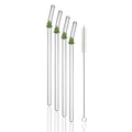 Axyaa Glass Drinking Straws Bent Set with Brush - Milk Shake Coffee Cocktail Straw