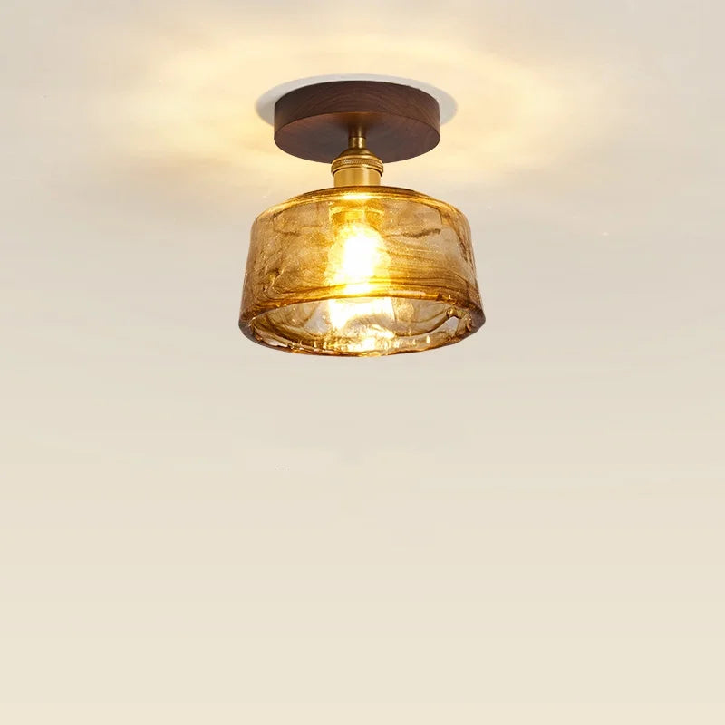 Axyaa Copper Wood LED Ceiling Lamp Modern Indoor Lighting Fixtures
