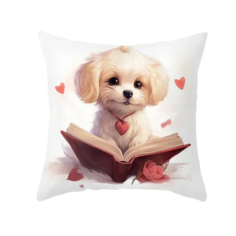 Cute Pet Dog Print Cushion Cover for Sofa by Axyaa