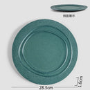 Axyaa Wood Grain Ceramic Steak Pasta Dessert Circular Plate Set