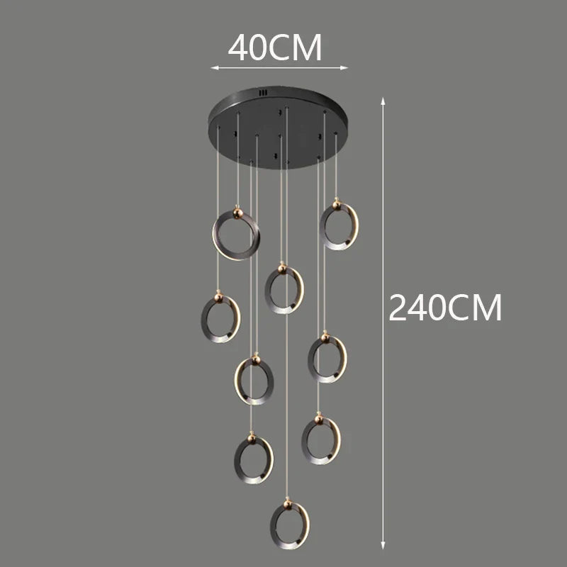 Axyaa Staircase Chandeliers: Modern LED Pendant Light Lamps for Living Room