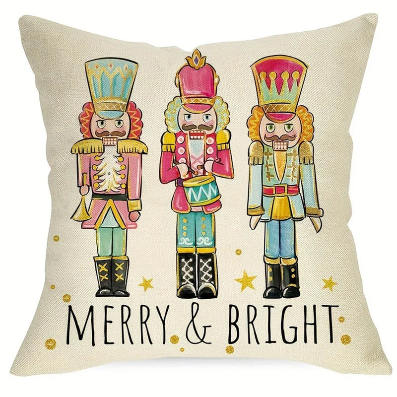 Nutcracker Pillowcase for Living Room Sofa with Zipper Closure by Axyaa