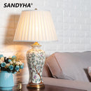 Axyaa Chinese Ceramic Table Lamp for Bedroom Study Night Light Decor