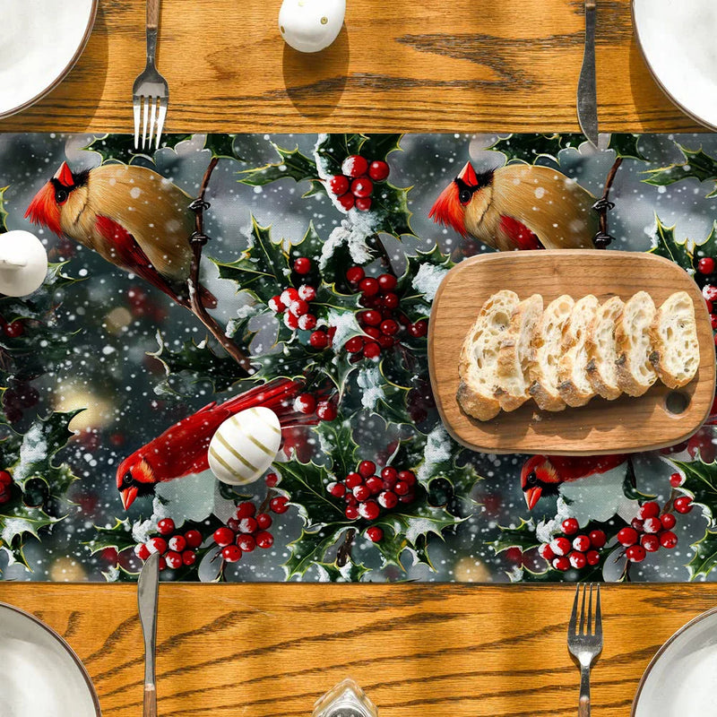 Axyaa Christmas Berry Table Runner: Elegant Dining Decor for Indoor & Outdoor Tables