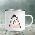 Axyaa Elephant Print Enamel Camping Mug - Creative Handle Drinkware Hiking Cup