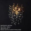 Axyaa Gold Aluminum Crystal Wall Lamp for High-End Nordic Luxury Living Room