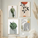 Boho Abstract Geometry Arch Line Leaves Wall Art Canvas Painting Posters Axyaa Modern Wall Pictures Home Decor