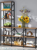 Axyaa Industrial Ladder Corner Bookcase, 6-Tier Rustic Open Shelf Storage Organizer