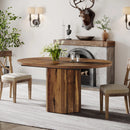 Axyaa 55" Rustic Wood Oval Dining Table for 4-6 People, Small Seminar Table