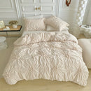 Axyaa Beige 3D Flower Queen Size Duvet Cover Set – Soft Bohemian Bedding