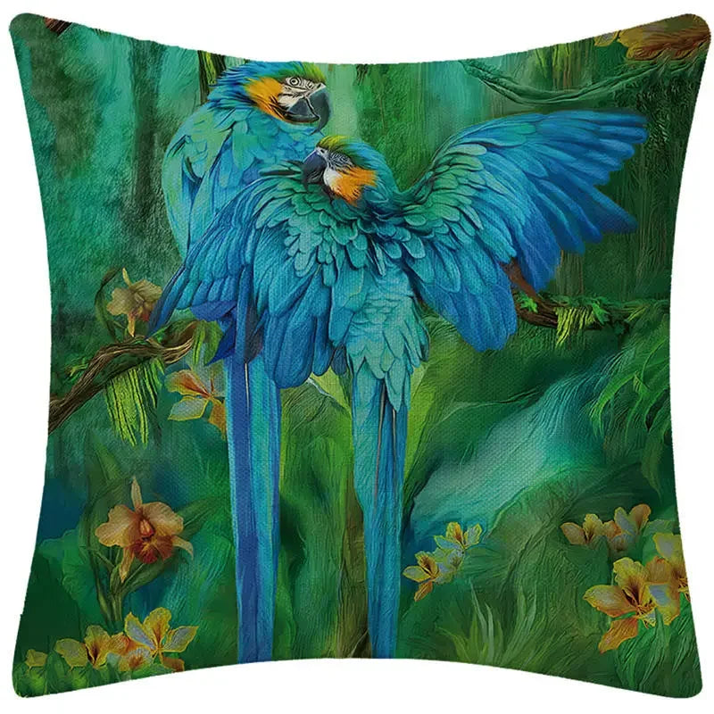 Axyaa Tropical Toucan Couple Throw Pillow Cover for Home Sofa