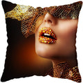 Axyaa Black Gold African Lady Woman Art Deco Pillowcase