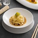 Axyaa White Ceramic Artistic Conception Plate Set for Desserts, Snacks, and Noodles