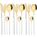 Axyaa Green Gold Stainless Steel Flatware Set for 12 Dinner Knife Forks Teaspoon