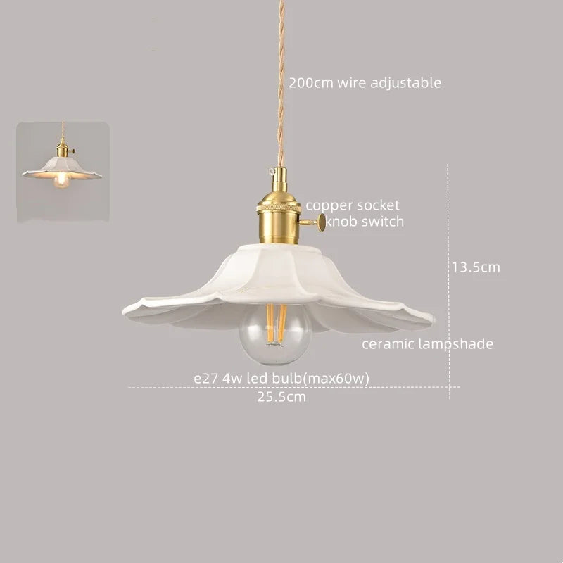 Axyaa White Ceramic LED Pendant Lamp Modern Hanging Light Fixtures