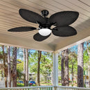 Axyaa Retro 5 Palm Leaf Ceiling Fan Chandelier for Living Room, Dining Room & Bedroom