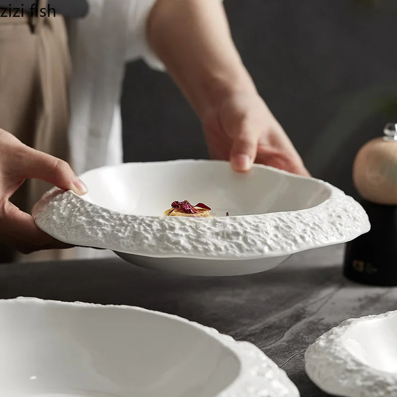 Axya Ceramic Dinner Plate Set - Solid Color Tableware for Restaurant and Home
