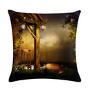 Axyaa Mushroom Fairy Tale Garden Linen Pillowcase for Sofa Seat Decor