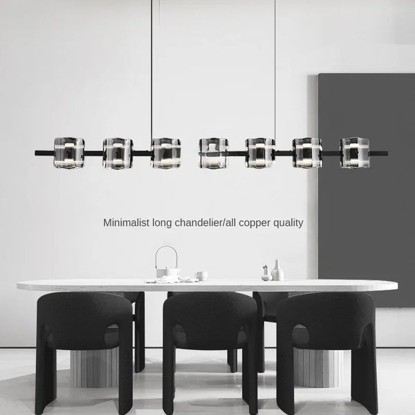 Axyaa Glass Italian Kitchen Chandelier for Dining Room | Minimalist Restaurant Pendant Light