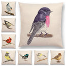 Birds Painting Cushion Cover - Axyaa Collection: Robin, Titmouse, Toucan, Sparrow, Firecrest, Cardinal, Bullfinch