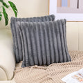 Axyaa Luxe Faux Fur Striped Throw Pillow Cover for Home Decor