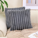 Axyaa Luxe Faux Fur Striped Throw Pillow Cover for Home Decor
