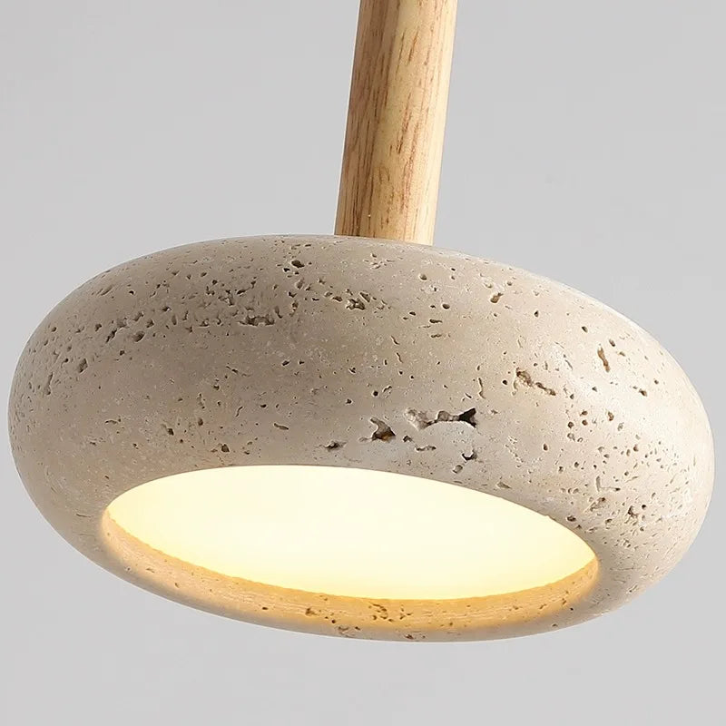 Stone Wood Chandelier by Axya: Modern Japanese Style Dining Room Pendant Lamp