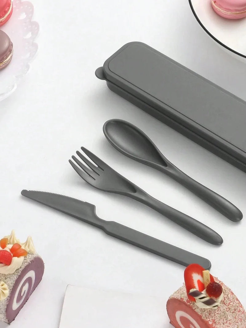 Axyaa Portable Cutlery Set: Plastic Knife, Fork & Spoon - Reusable for School, Outdoor, Camping