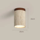 Axyaa Stone Downlight Ceiling Lamp with Wood & Travertine for Home Decor