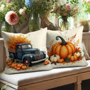 Axyaa Autumn Truck & Pumpkin Harvest Pillow Covers - Rustic Farmhouse Decor