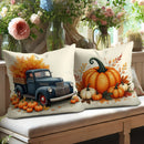Axyaa Autumn Truck & Pumpkin Harvest Pillow Covers - Rustic Farmhouse Decor