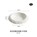Axyaa Rock Pattern Ceramic Deep Plate - High-Quality White Dinner Plate