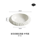 Axyaa Rock Pattern Ceramic Deep Plate - High-Quality White Dinner Plate