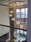 Axyaa Crystal Ball Chandelier: Stylish Staircase Spiral Pendant Light for Living Room and Lobby