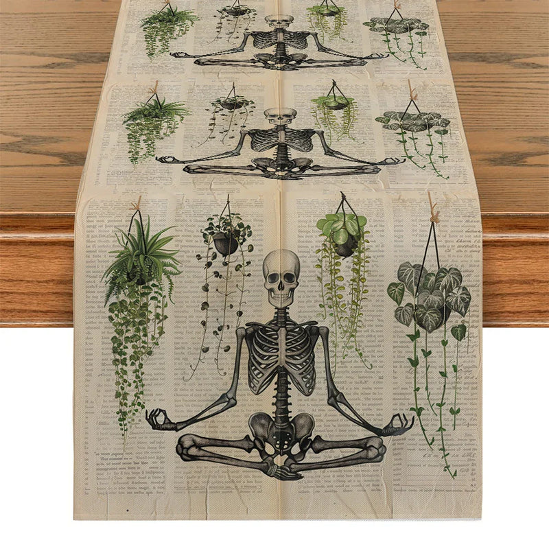 Axyaa Halloween Skeletons Table Runner Kitchen Decor Party Wedding Settings