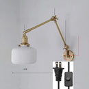 Axyaa Ceramic Copper LED Wall Lamp with Adjustable Long Arm Swing
