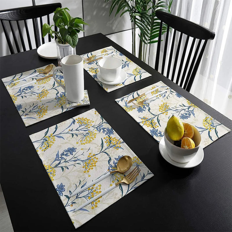 Axyaa Vintage Flower Non-slip Table Mats - Set of 6