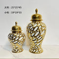 Axyaa Gold Electroplated Ceramic Vase: Modern Luxury Decor for Living Room & Dining Table