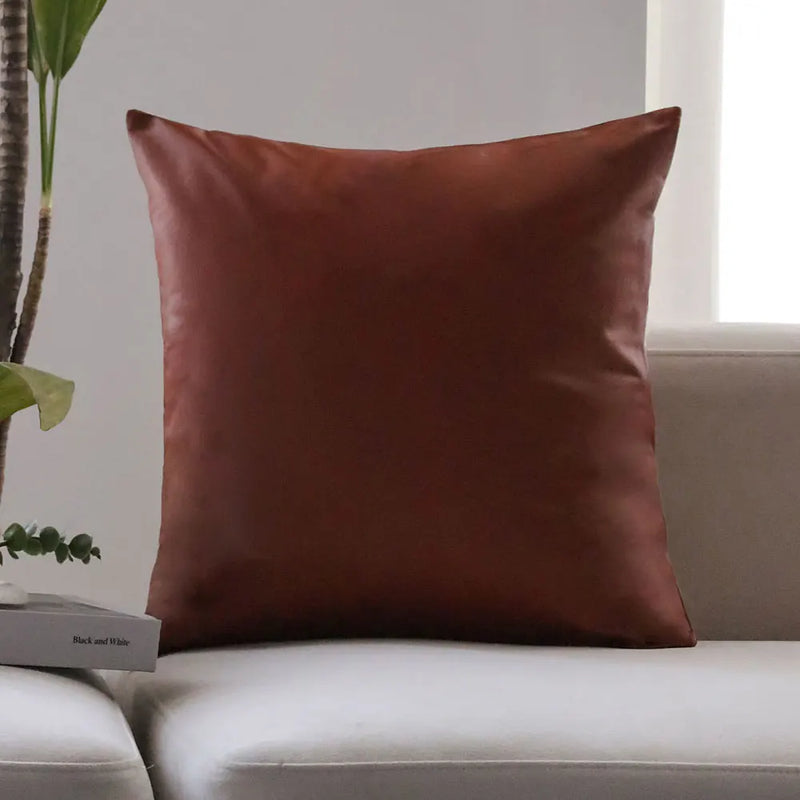 Axyaa PU Leather Cushion Cover 45x45 Nordic Style Sofa Throw Pillow Home Decor