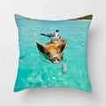 Axyaa Dog Pig Pattern Polyester Throw Pillow Cover Home Decor Pillowcases 45 x 45cm