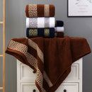 Axyaa Oversized Cotton Bath Towel with Embroidered Design - Blue/White/Brown