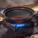 Axyaa Asian Clay Pot with Lid - Restaurant Grade Shallow Stone Bowl for Cooking Rice