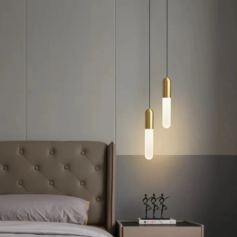 Axya Modern Gold LED Pendant Lamp for Bedroom and Kitchen Lighting