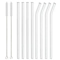 Axyaa Glass Straws Set with Cleaning Brush | Stylish Reusable Bent & Straight Straws