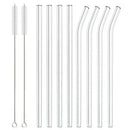 Axyaa Glass Straws Set with Cleaning Brush | Stylish Reusable Bent & Straight Straws