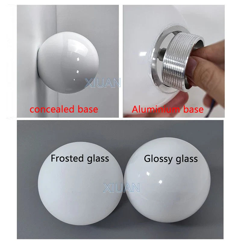 Milky White Glass Ball Lamp by Axyaa - Modern Wall Light for Bedroom and Living Room