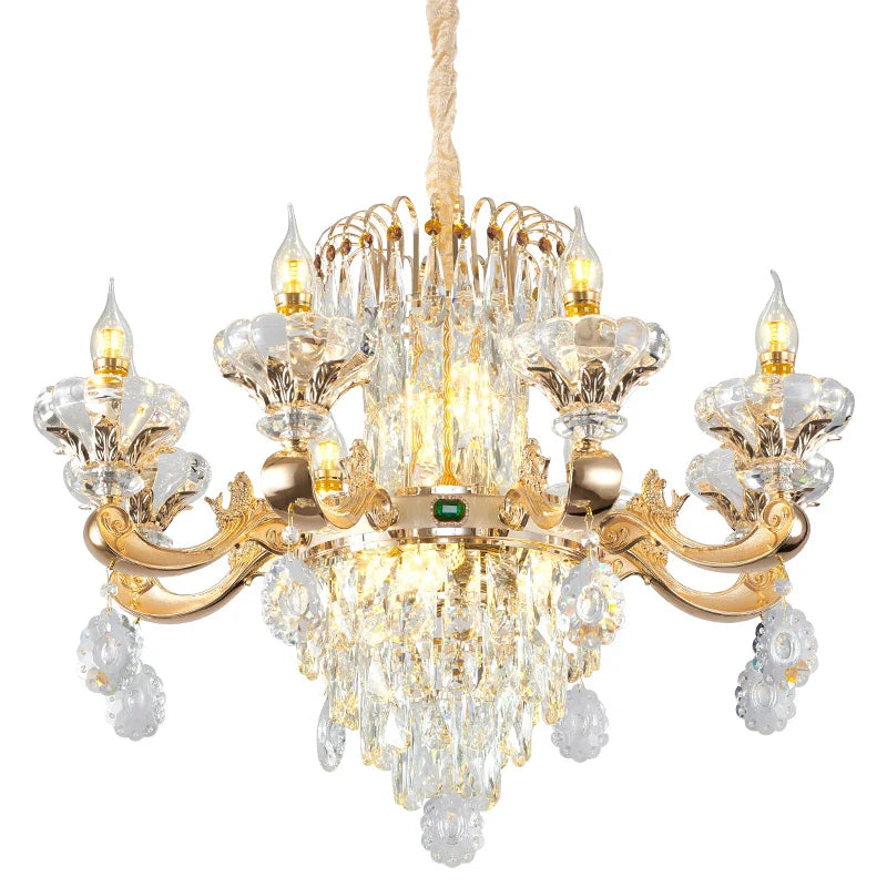 Axyaa Crystal Chandelier: Elegant Light for Living, Dining, Bedroom, or Hotel